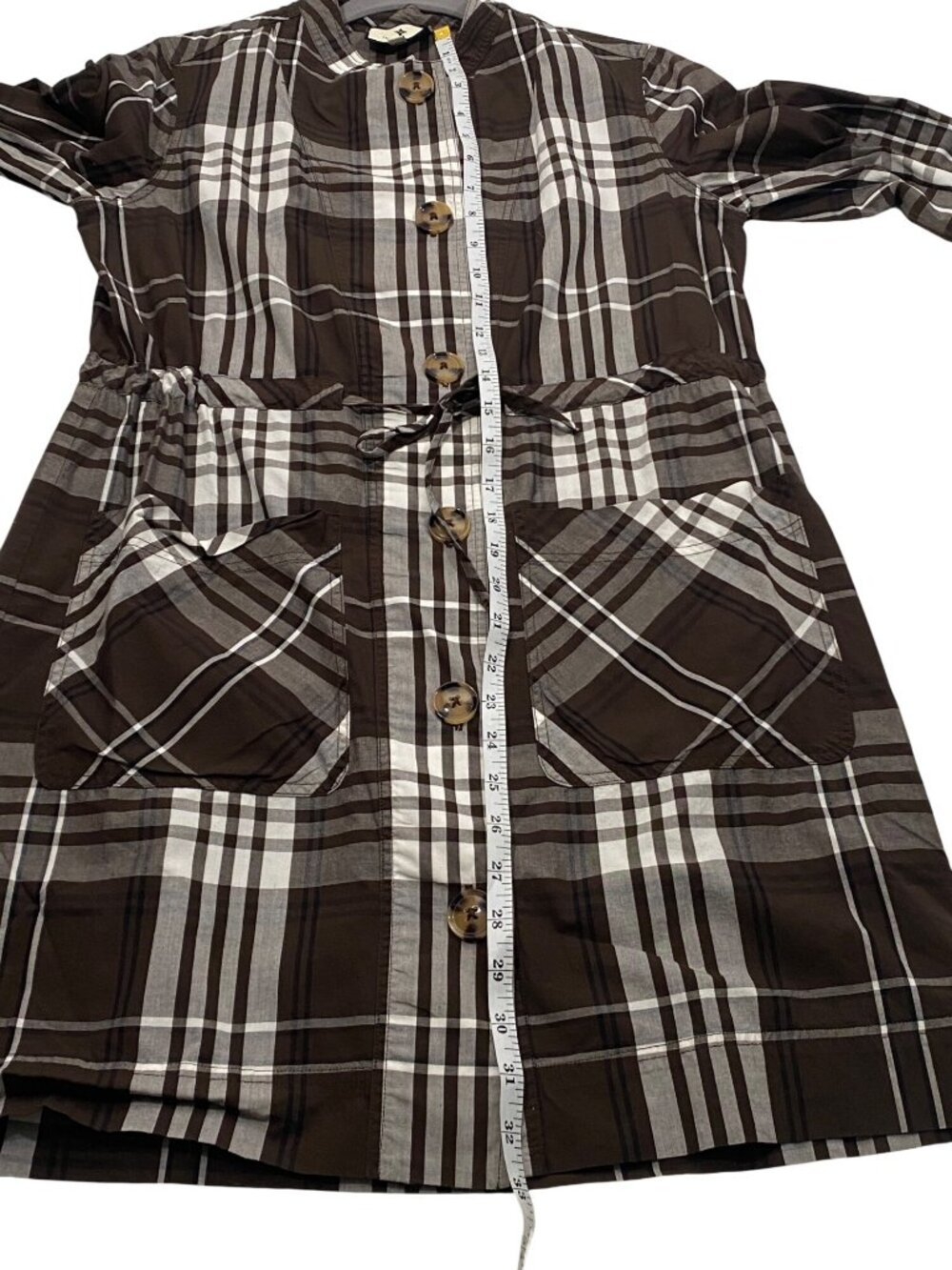 Tuckernuck Brown and White Plaid Long Sleeve Shirt Dress - Picture 10 of 11